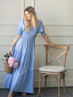 If She Loves Jules Puff Sleeve Polka Dot Midi