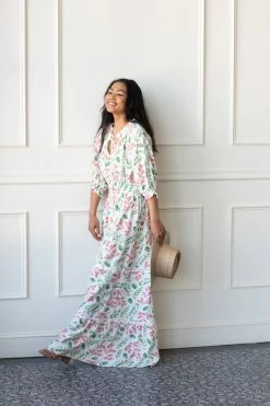 Confête Provence Woven Floral Maxi With Tassel Tie Front Clothing