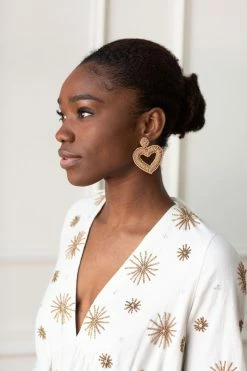 Confête The Bridal Suite Delfine Beaded Heart Earrings