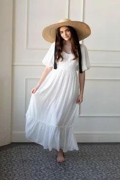 Free The Roses Clothing Eve Puff Sleeve Swiss Dot Maxi