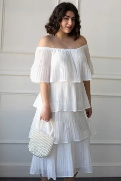 Oddi SOLD OUT - Bardot Off The Shoulder Ruffle Midi Clothing