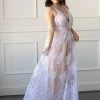 Confête Clothing Say I Do Floral Flocked Mesh Maxi Gown