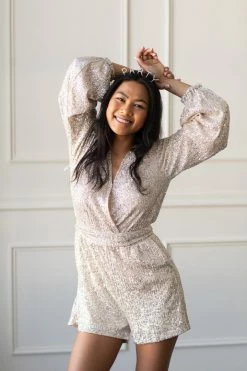 Confête Sequin Wrap Romper The Bridal Suite