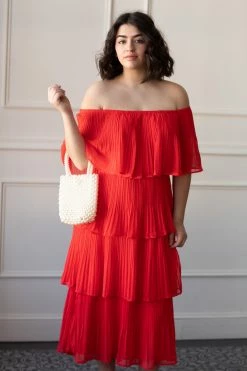 Oddi SOLD OUT - Bardot Off The Shoulder Ruffle Midi Clothing