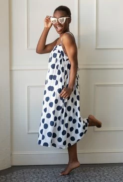 La Ven Clothing SOLD OUT - Katherine Blue And White Ink Blot Midi