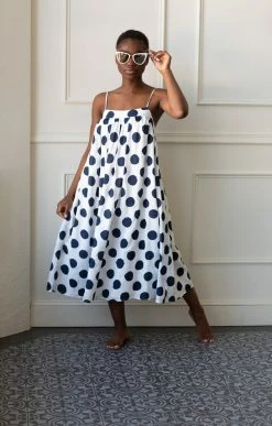 La Ven Clothing SOLD OUT - Katherine Blue And White Ink Blot Midi