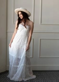 Confête Heidi Embroidered Ruffle Maxi - White Clothing