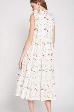 En Saison Floral Ruffle Tiered Midi Dress Clothing