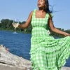 Sundress Berenice Green Gingham Maxi Dress Clothing