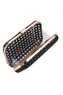 Urban Expressions Accessories Itzel Black Rattan Clutch