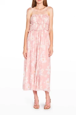 En Saison Gabby Pink Floral Midi Dress Clothing