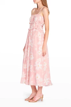 En Saison Gabby Pink Floral Midi Dress Clothing