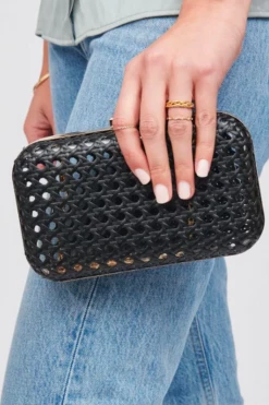 Urban Expressions Accessories Itzel Black Rattan Clutch