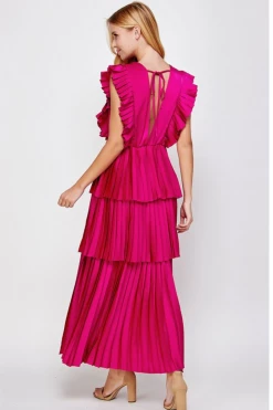 Confête Clara Ruffle Tier Maxi Dress - Pink Clothing