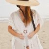 ELAN Paradise White Crochet Beach Cover-Up Clothing