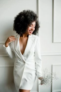 Jay Godfrey The Bridal Suite SOLD OUT - Ace White Blazer Dress With Rhinestone Trim