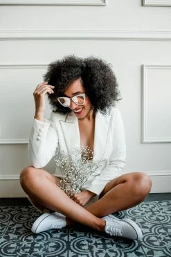 Jay Godfrey The Bridal Suite SOLD OUT - Ace White Blazer Dress With Rhinestone Trim