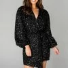 Buddy Love Clothing Adeline Black Sequin Wrap Dress