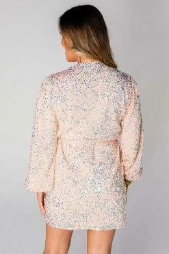 Buddy Love Clothing Adeline Pink Sequin Wrap Dress