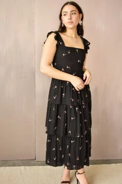 Free The Roses SOLD OUT - Alexandra Embroidered Ruffle Midi Dress