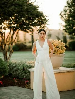 Amsale Bridal Clothing Elyse Sheer Back Jumpsuit