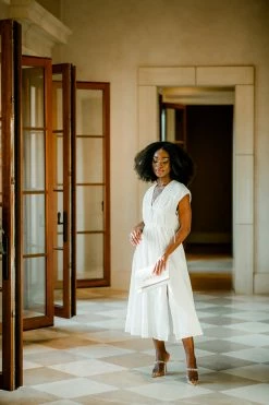 ASTR Lorrie Sleeveless Ruched Midi Dress Clothing