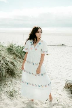 Confête Clothing Aubrie Embroidered Floral And Crochet Maxi Dress