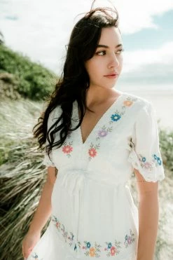 Confête Clothing Aubrie Embroidered Floral And Crochet Maxi Dress