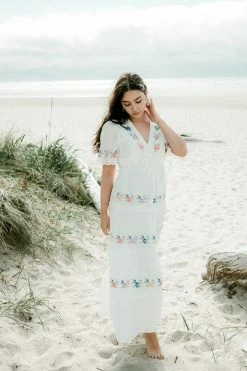 Confête Clothing Aubrie Embroidered Floral And Crochet Maxi Dress