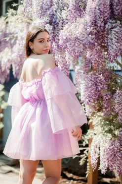 Confête Clothing Aurora Off The Shoulder Lilac Dress