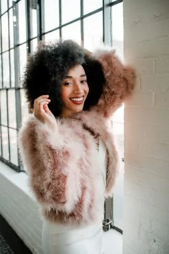 Elliatt Avery Blush Feather Jacket Clothing