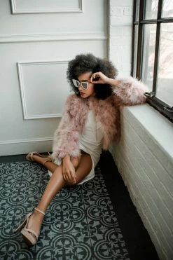 Elliatt Avery Blush Feather Jacket Clothing