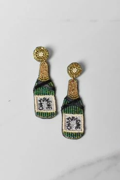 Confête Beaded Champagne Bottle Earrings The Bridal Suite