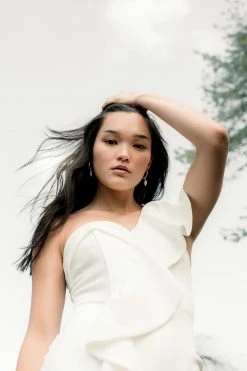 Confête Clothing Bella One Shoulder White Midi Dress