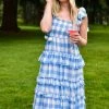 Sundress Clothing Berenice Blue And White Gingham Dress