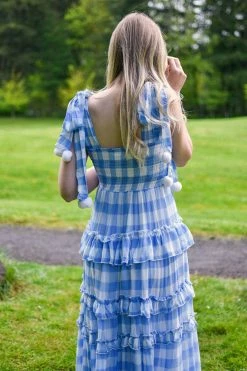 Sundress Clothing Berenice Blue And White Gingham Dress
