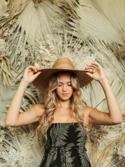 Confête Black And Green Tropical Print Strapless Dress