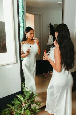 Sleeper Clothing Boheme Slipdress With Feathers