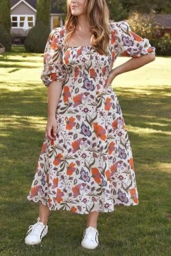 Olivia James Bridget Dress - Almond Fall Floral Clothing