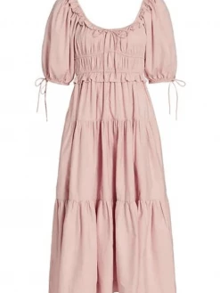 En Saison Brielle Cotton Poplin Midi Dress - Pink Clothing