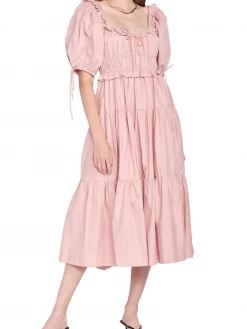 En Saison Brielle Cotton Poplin Midi Dress - Pink Clothing