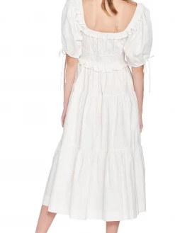 En Saison Clothing Brielle Cotton Poplin Midi Dress - White