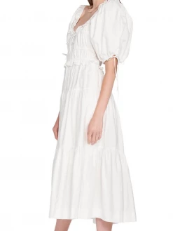 En Saison Clothing Brielle Cotton Poplin Midi Dress - White