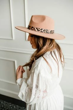 Confête SOLD OUT - Camel Fedora With Leopard Print Trim