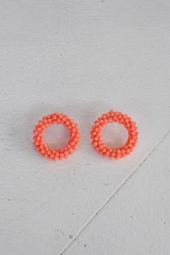 Treasure Jewels Camille Coral Beaded Circle Stud Earrings Accessories