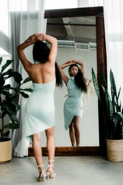 Elliatt Clothing Camo Satin Cocktail Dress - Seafoam