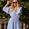4SI3NNA Clothing Cassidy Light Blue Gingham Mini Dress 2 4SI3NNA Clothing Cassidy Light Blue Gingham Mini Dress