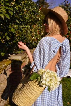 4SI3NNA Clothing Cassidy Light Blue Gingham Mini Dress