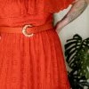 Confête Clothing Cecilia Orange Eyelet Maxi Dress