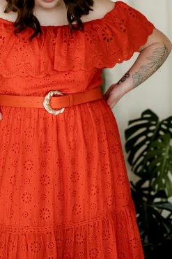 Confête Clothing Cecilia Orange Eyelet Maxi Dress